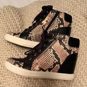 Aldo Black and Cream Snake Print Women's Sneakers